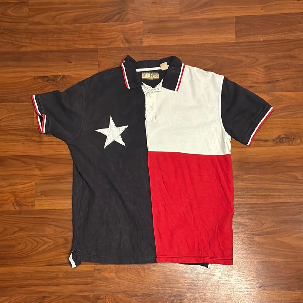 Men's Navy , White, and Red Polo Shirt